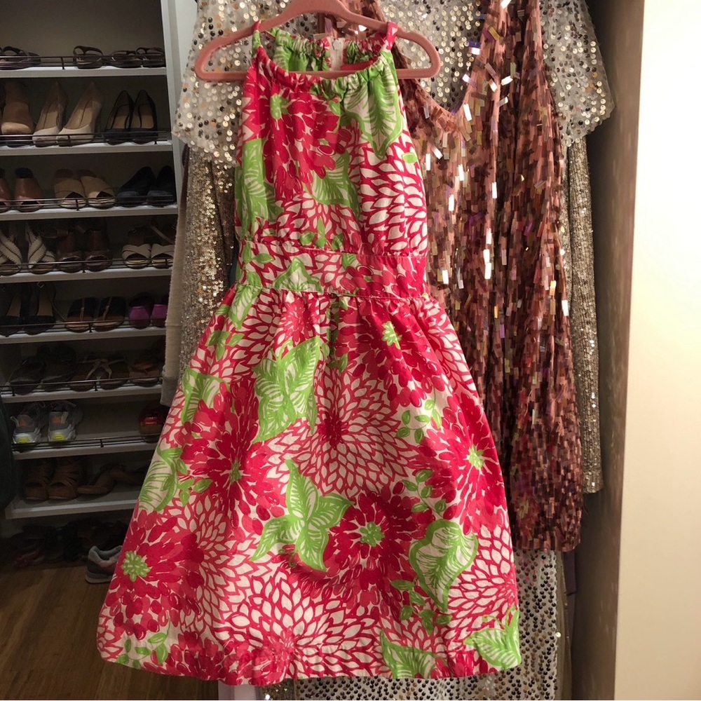 Lilly Pulitzer Pink & Green Floral Halter Dress